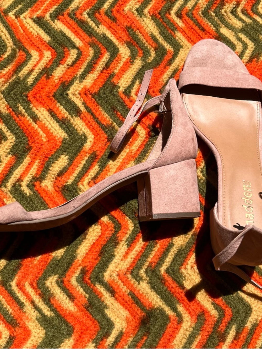 Madden Girl Blush Pink Suede Block Heel Sandals